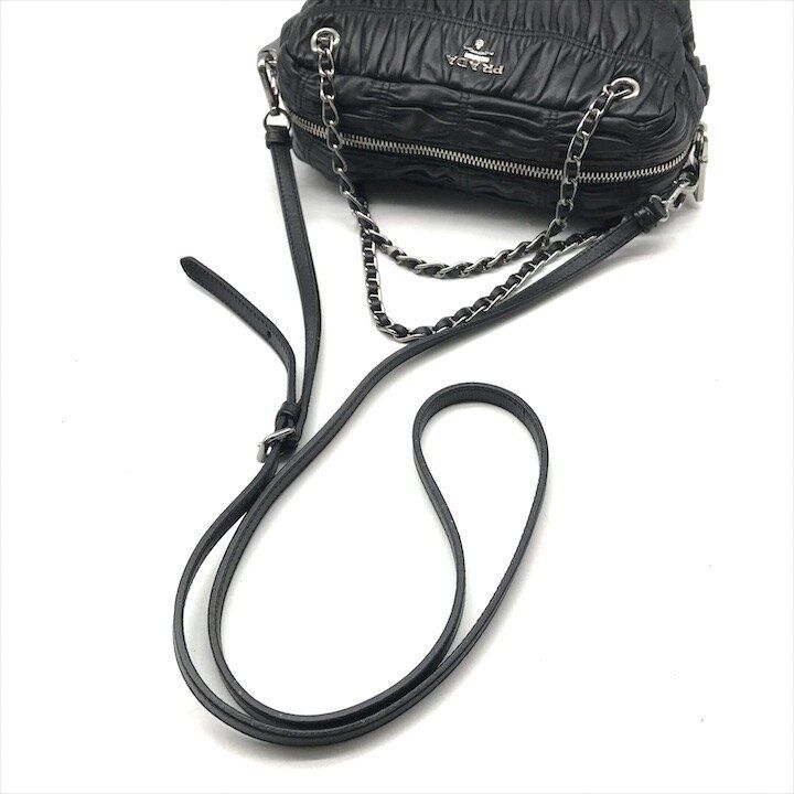 Prada Materasse Leather 2-Way Shoulder Bag Black Purse — view 7