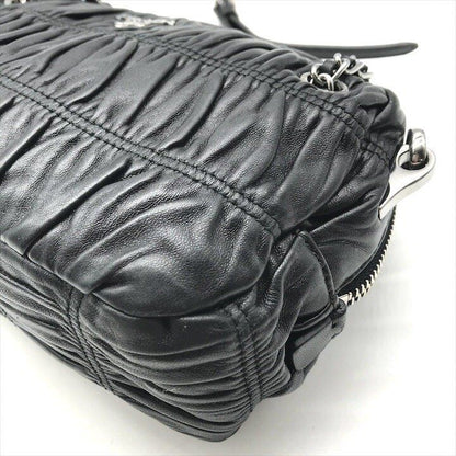 Prada Materasse Leather 2-Way Shoulder Bag Black Purse — view 5