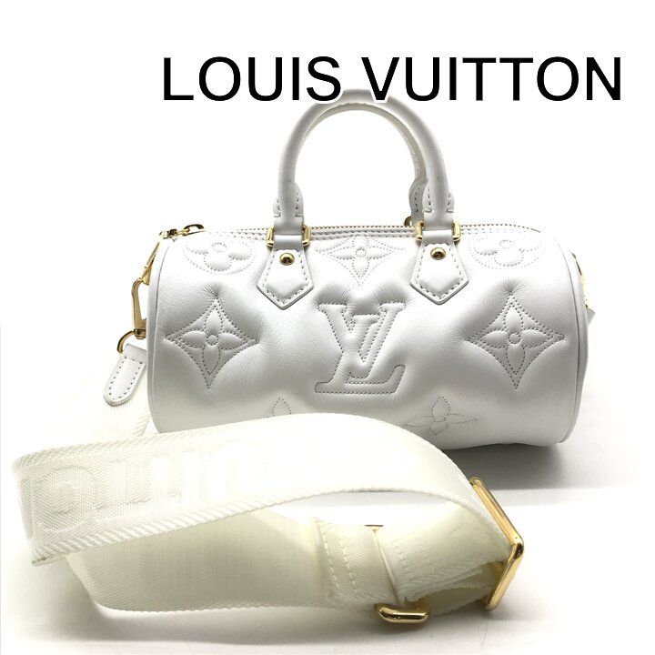 Louis Vuitton Bubble Glam Papillon BB Leather Mini Shoulder Bag Purse White