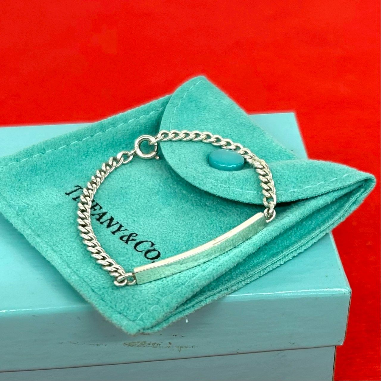 Tiffany & Co Box ID Bracelet 925 Sterling Silver Chain
