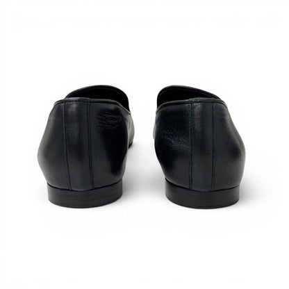 Chanel Flat Shoes Leather Black Gold CC Logo Rhinestone Pearl — view 5