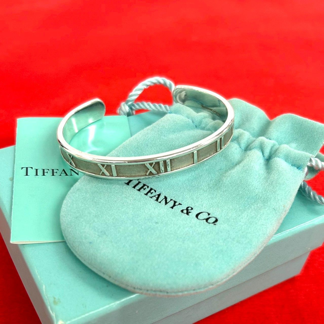 Tiffany & Co Box Atlas Bangle 925 Sterling Silver Bracelet