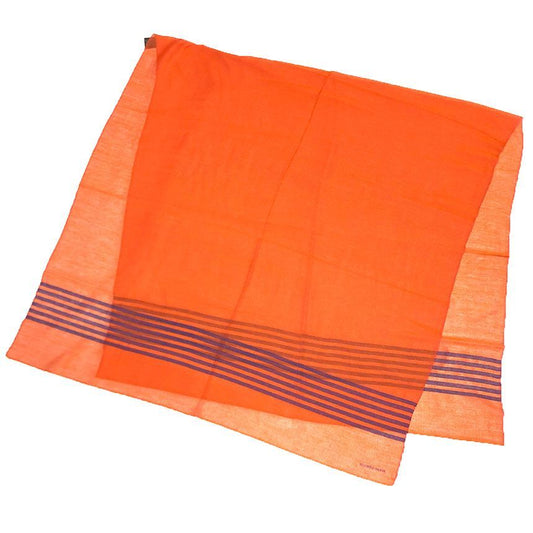 Hermes Items Shawl Cashmere Plume Stitching Neckwear Large Orange Blue Large