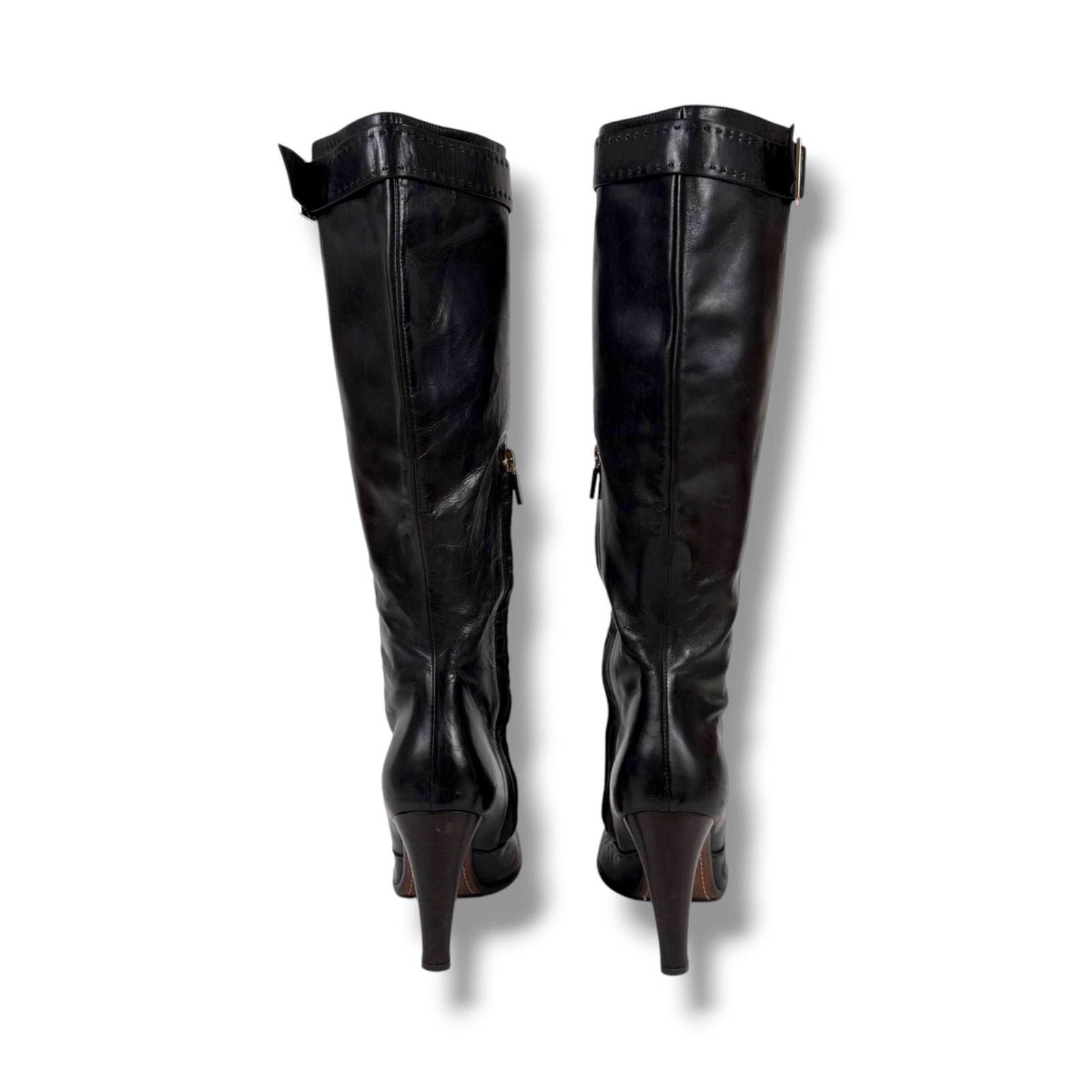 Louis Vuitton High Heels Long Boots Knee Length Leather Black 37 Half — view 5