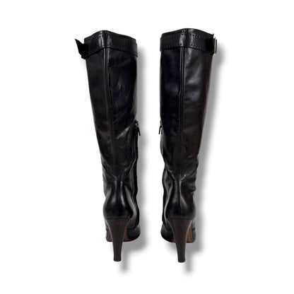 Louis Vuitton High Heels Long Boots Knee Length Leather Black 37 Half — view 5