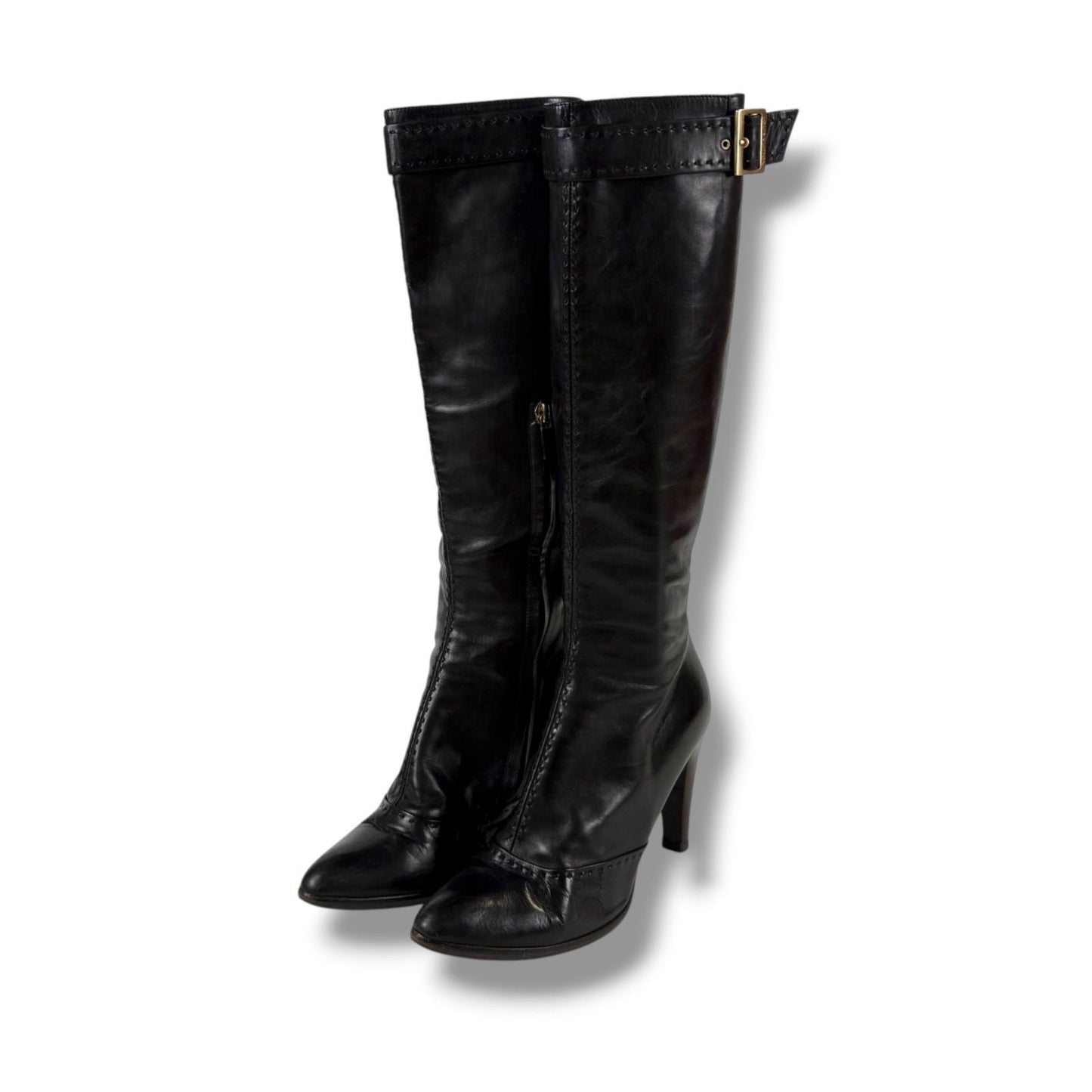 Louis Vuitton High Heels Long Boots Knee Length Leather Black 37 Half — view 2