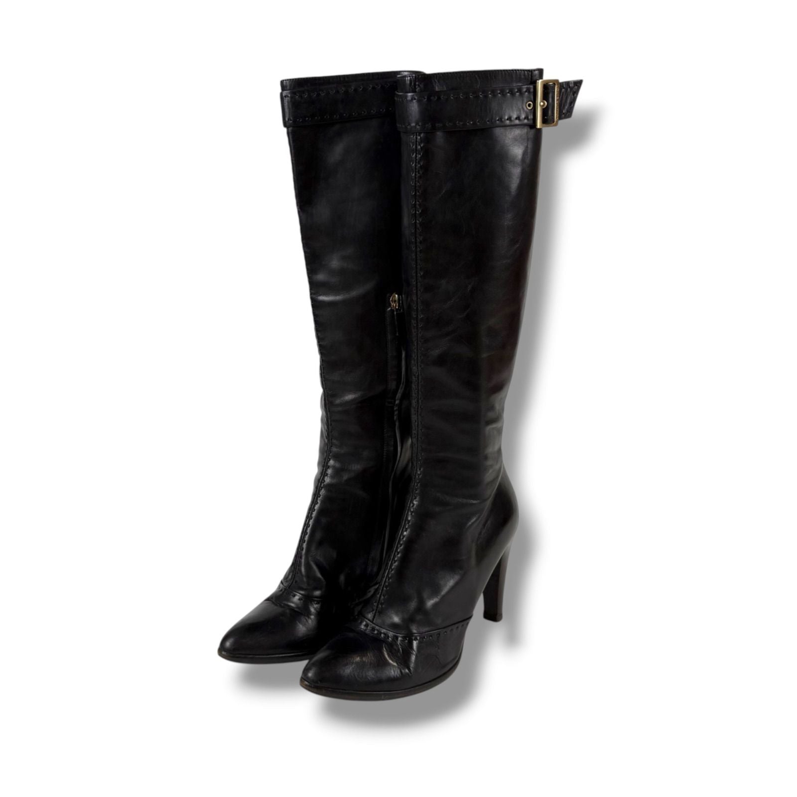Louis Vuitton High Heels Long Boots Knee Length Leather Black 37 Half — view 2
