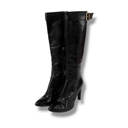 Louis Vuitton High Heels Long Boots Knee Length Leather Black 37 Half — view 2