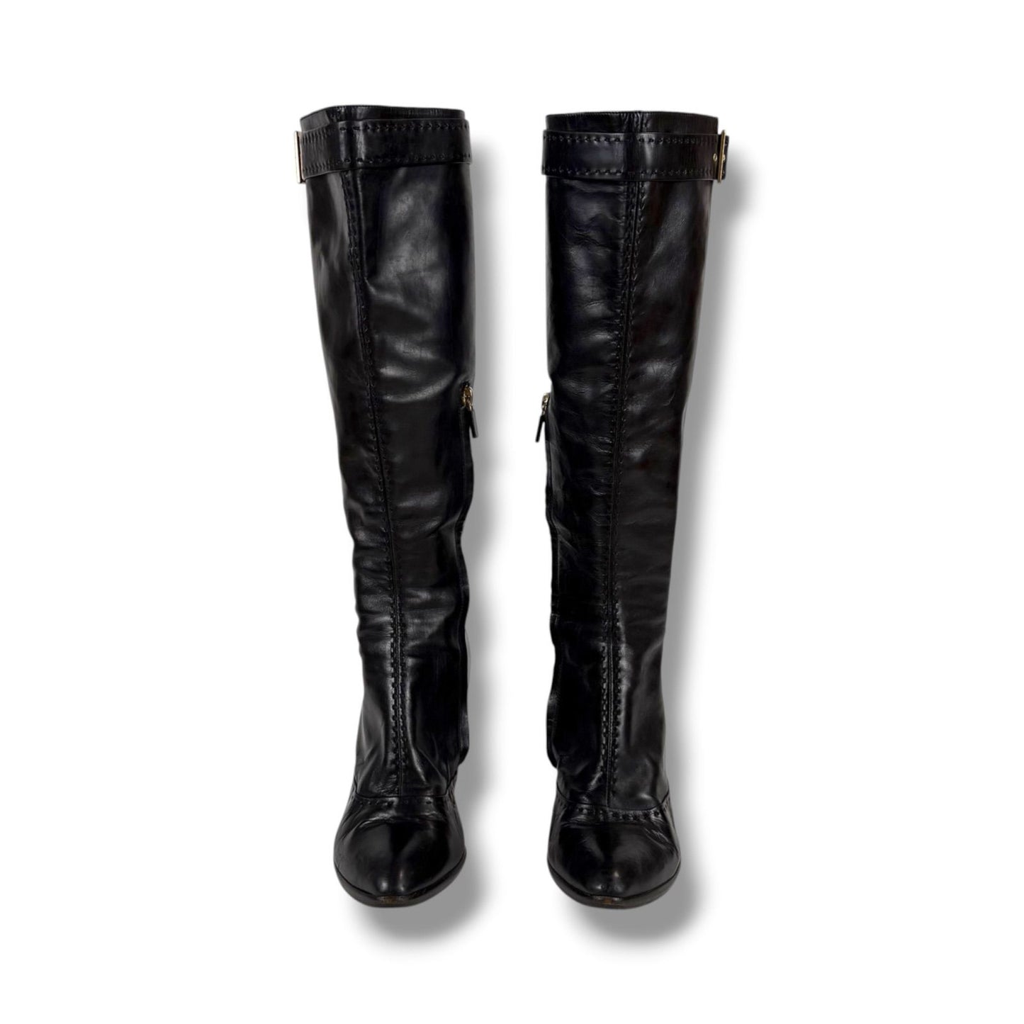 Louis Vuitton High Heels Long Boots Knee Length Leather Black 37 Half — view 4