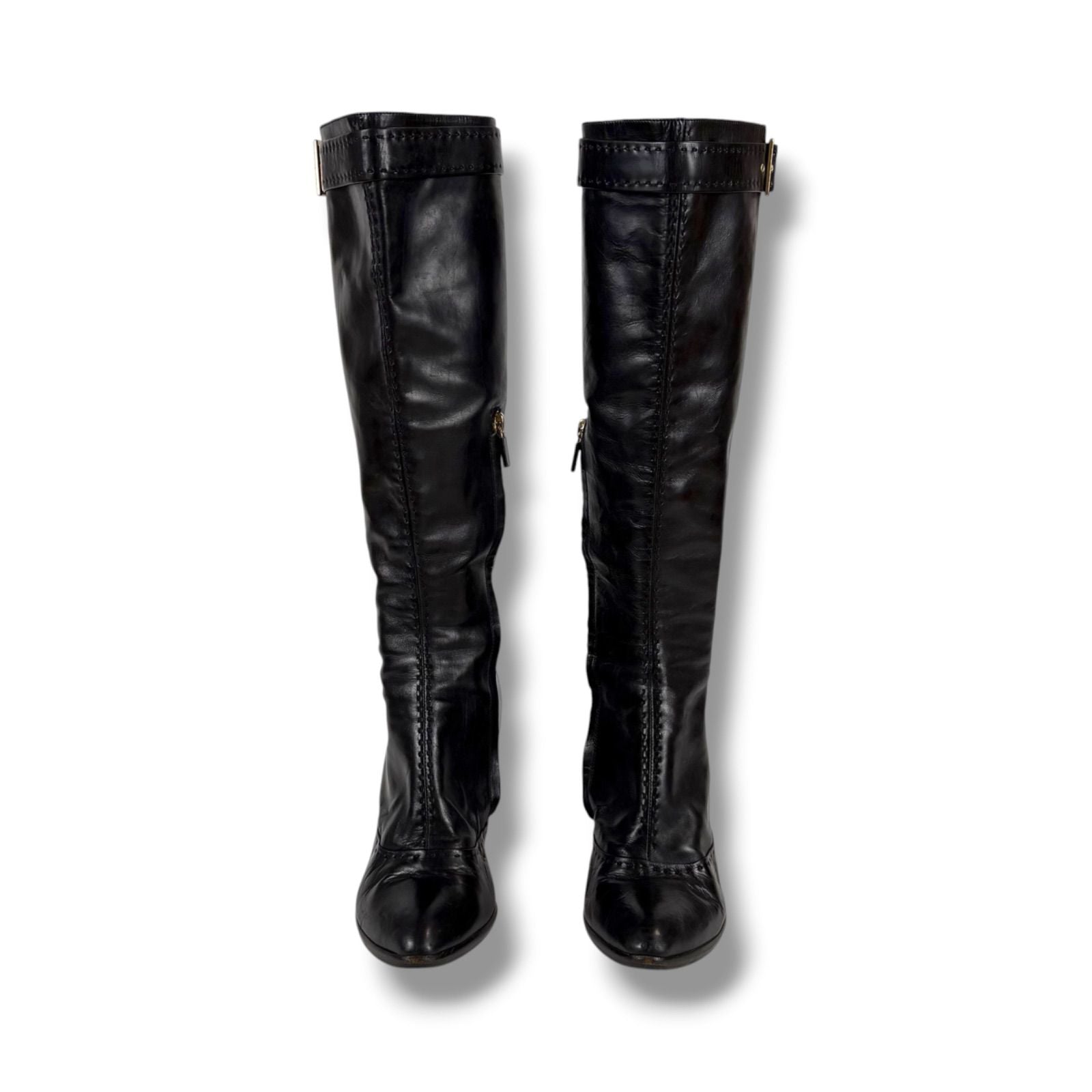 Louis Vuitton High Heels Long Boots Knee Length Leather Black 37 Half — view 4