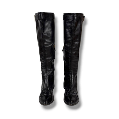 Louis Vuitton High Heels Long Boots Knee Length Leather Black 37 Half — view 4