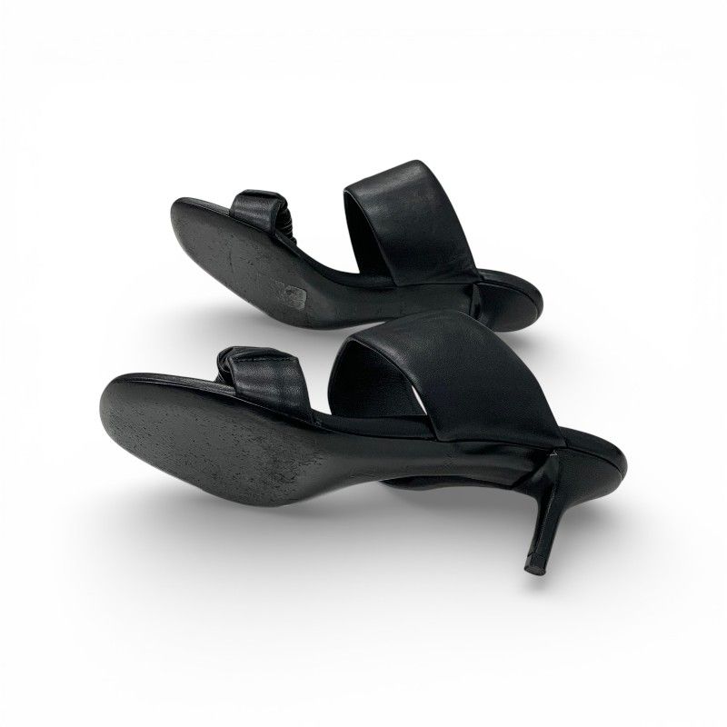 Louis Vuitton Drapy Line Sandals Shoes Leather Black LV Logo Mules — view 6
