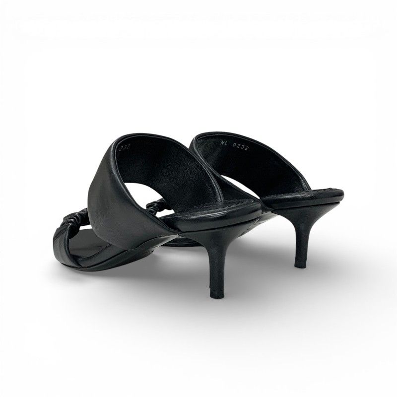 Louis Vuitton Drapy Line Sandals Shoes Leather Black LV Logo Mules — view 4