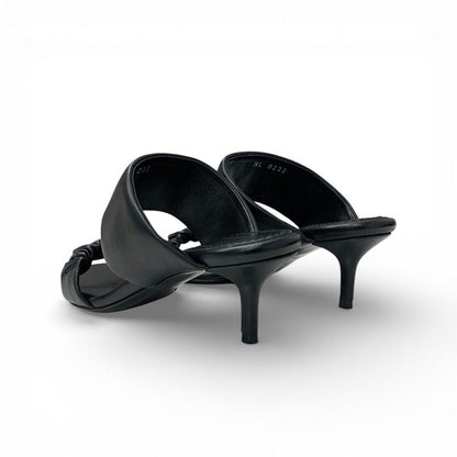 Louis Vuitton Drapy Line Sandals Shoes Leather Black LV Logo Mules — view 4