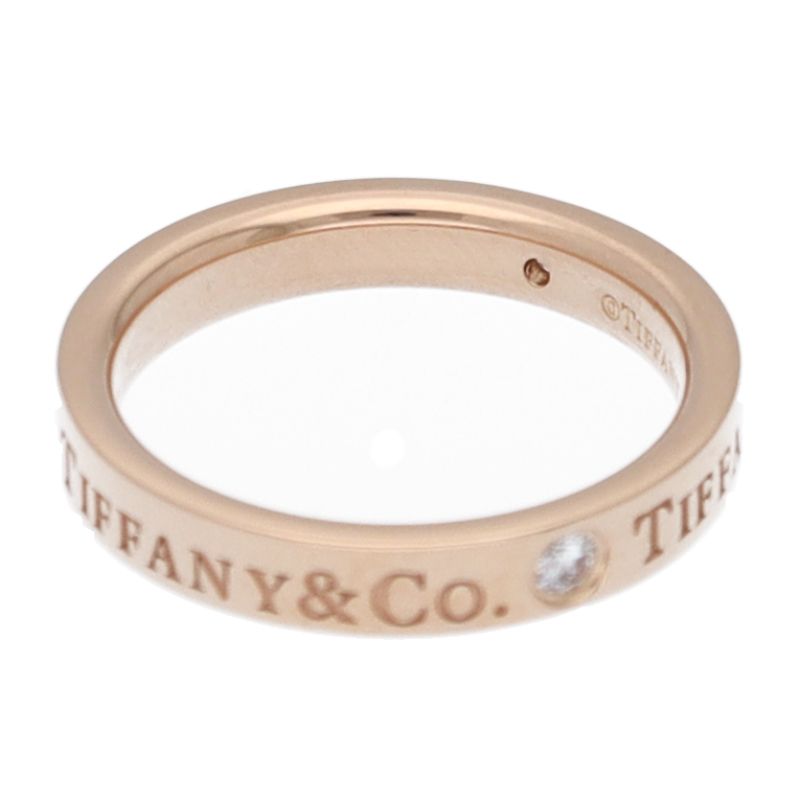 Tiffany & Co Flat Band Diamond Ring 18k Pink Gold — view 3