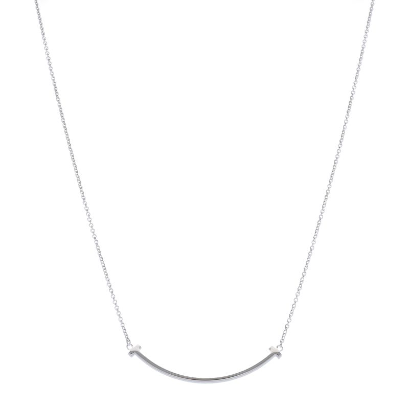 Tiffany & Co T Smile Small Necklace 18k White Gold — view 2