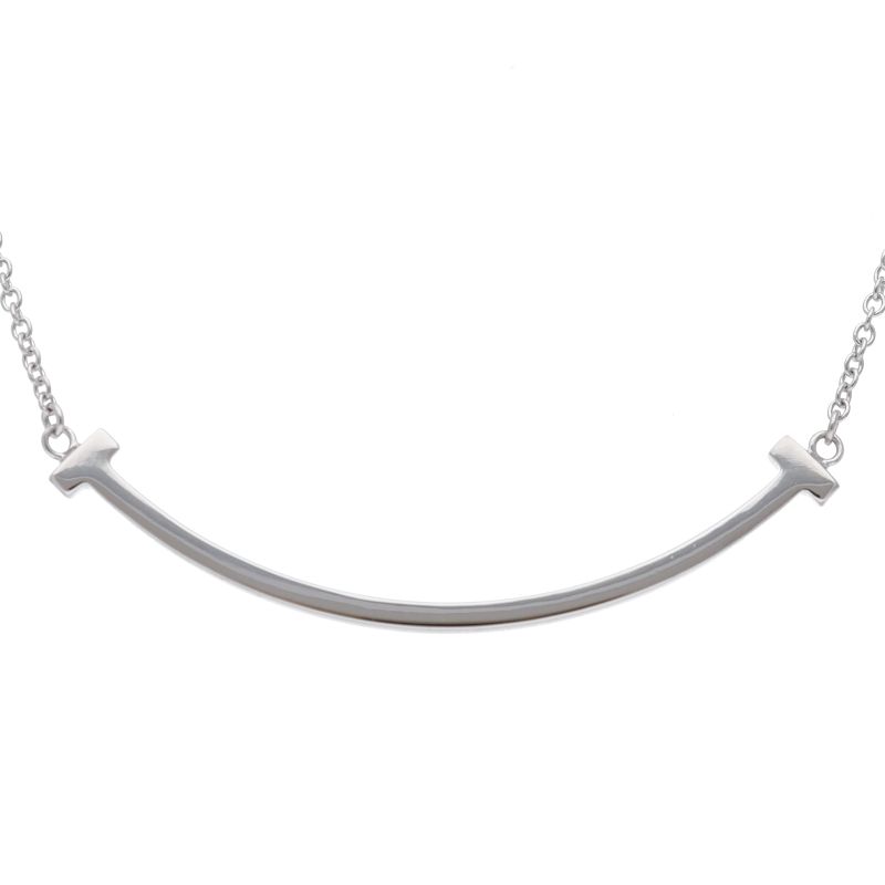 Tiffany & Co T Smile Small Necklace 18k White Gold