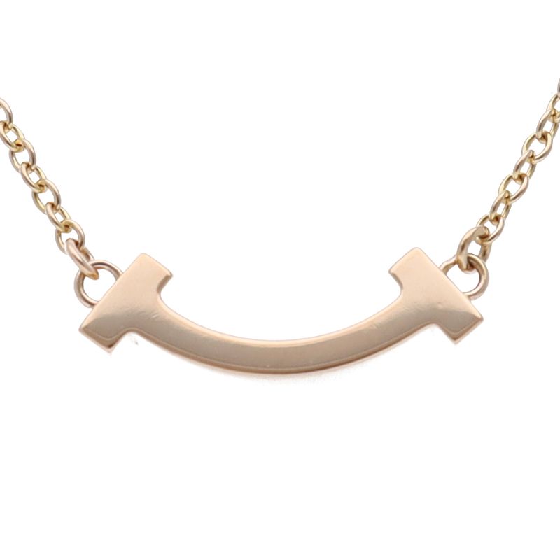 Tiffany & Co T Smile Micro Necklace 18k Pink Gold