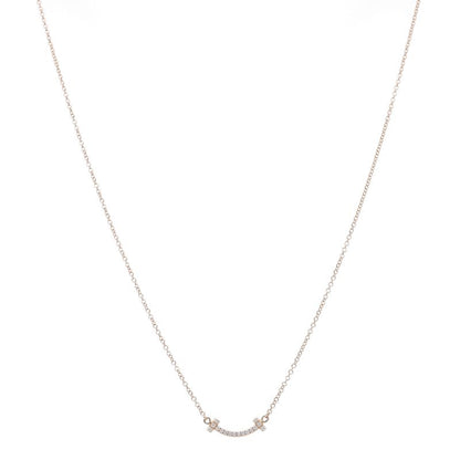 Tiffany & Co T Smile Micro Diamond Necklace 18k Pink Gold — view 2