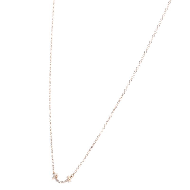 Tiffany & Co T Smile Micro Diamond Necklace 18k Pink Gold — view 3