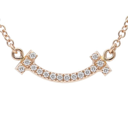 Tiffany & Co T Smile Micro Diamond Necklace 18k Pink Gold