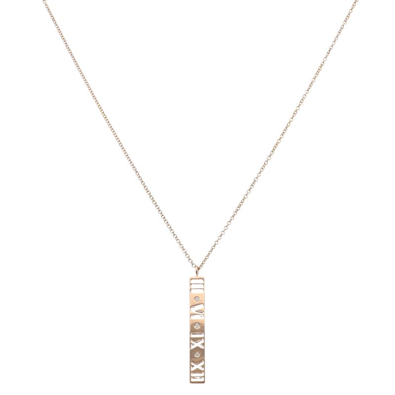 Tiffany & Co Atlas Bar Necklace Diamond 18k Pink Gold — view 2
