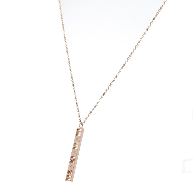 Tiffany & Co Atlas Bar Necklace Diamond 18k Pink Gold — view 3