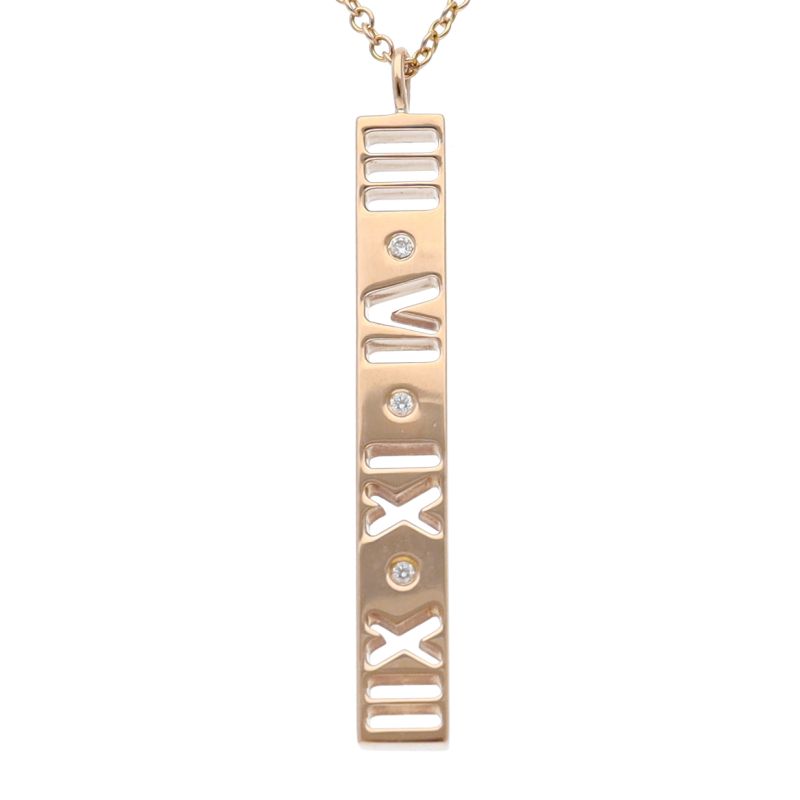 Tiffany & Co Atlas Bar Necklace Diamond 18k Pink Gold