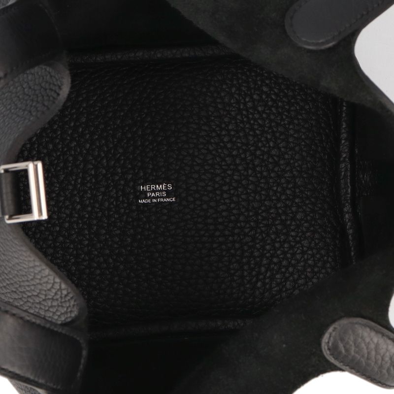 Hermes Picotin Lock PM Taurillon Clemence Handbag Black — view 7