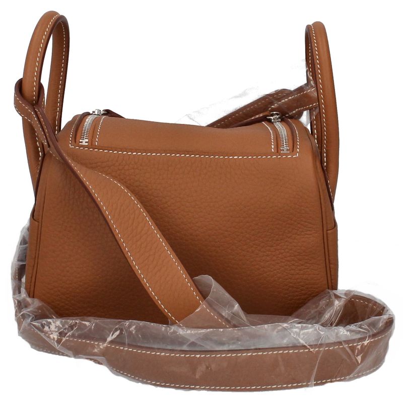 Hermes Lindy Mini Taurillon Clemence Shoulder Bag Gold — view 3