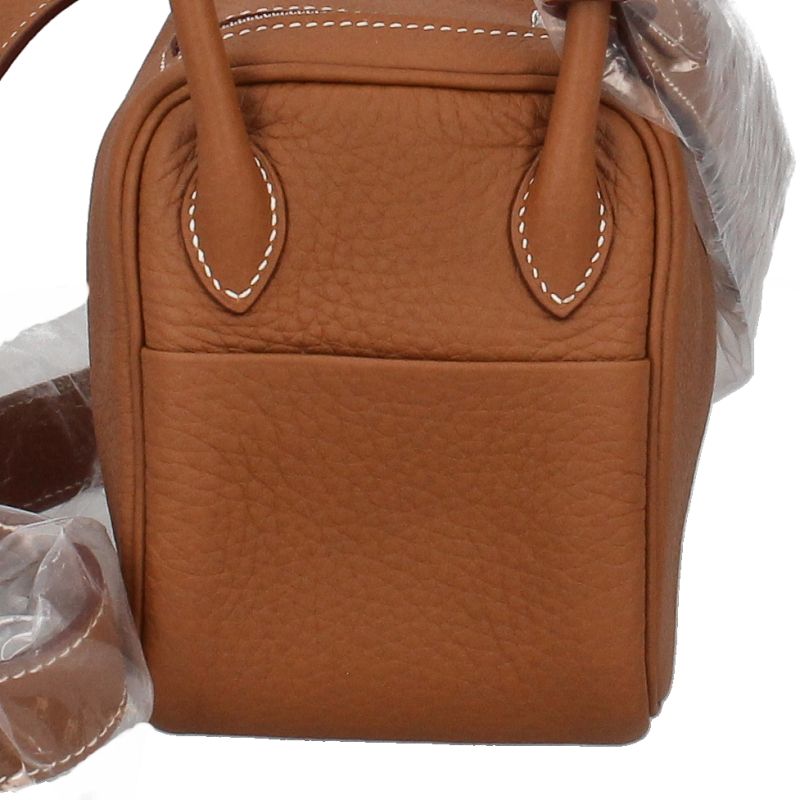 Hermes Lindy Mini Taurillon Clemence Shoulder Bag Gold — view 4