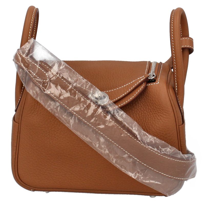 Hermes Lindy Mini Taurillon Clemence Shoulder Bag Gold