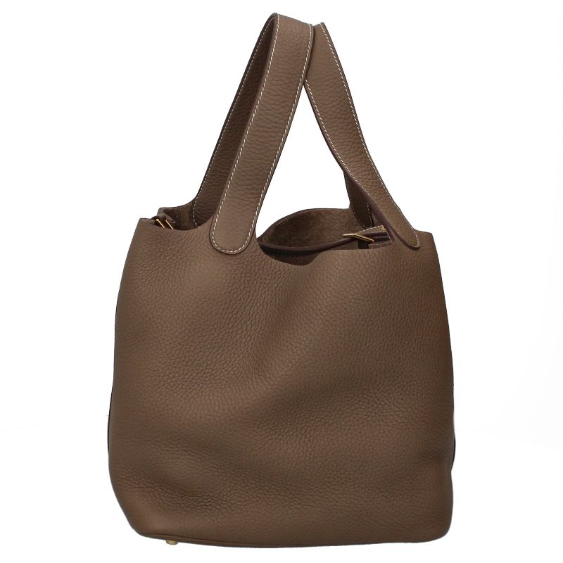 Hermes Picotin Lock MM Taurillon Clemence Handbag Etoupe — view 4
