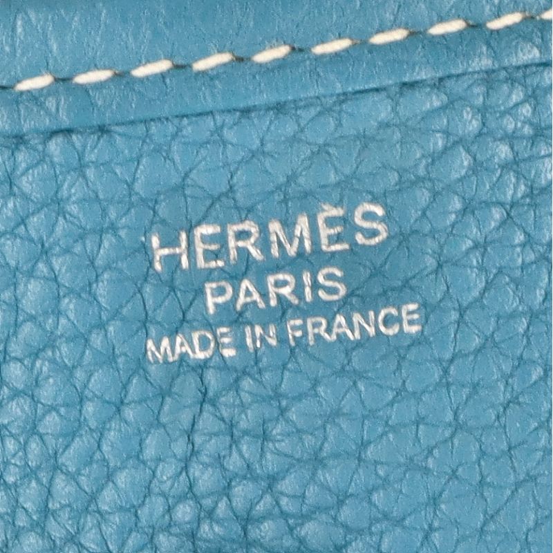 Hermes Evelyne 3 PM Taurillon Clemence Shoulder Bag Blue Jean — view 7