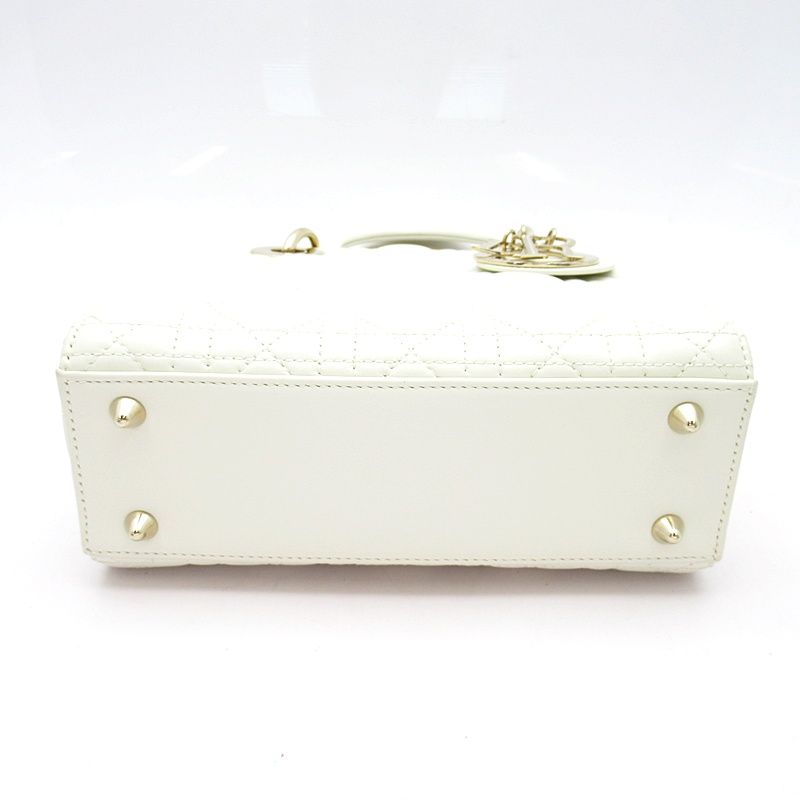 Dior Lady Dior MY Abc Small Lambskin Handbag White — view 6