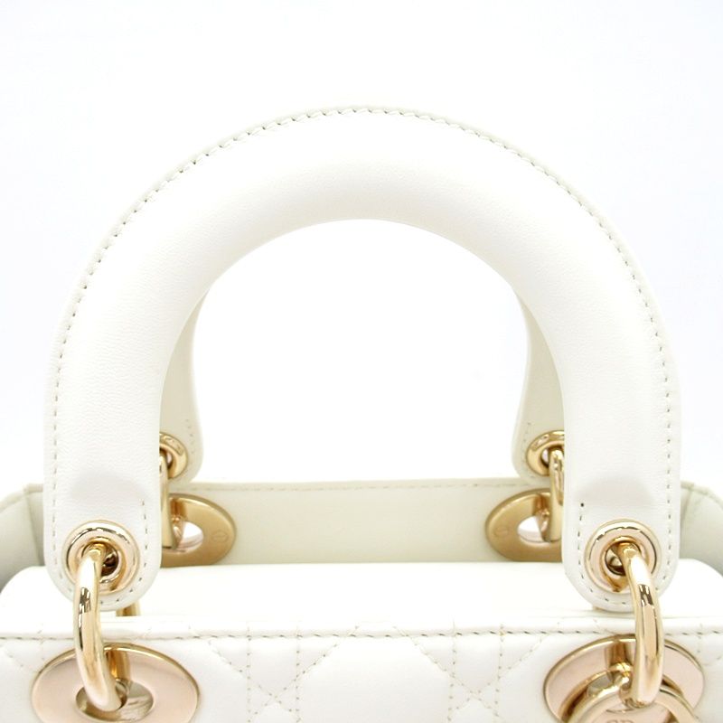 Dior Lady Dior MY Abc Small Lambskin Handbag White — view 2