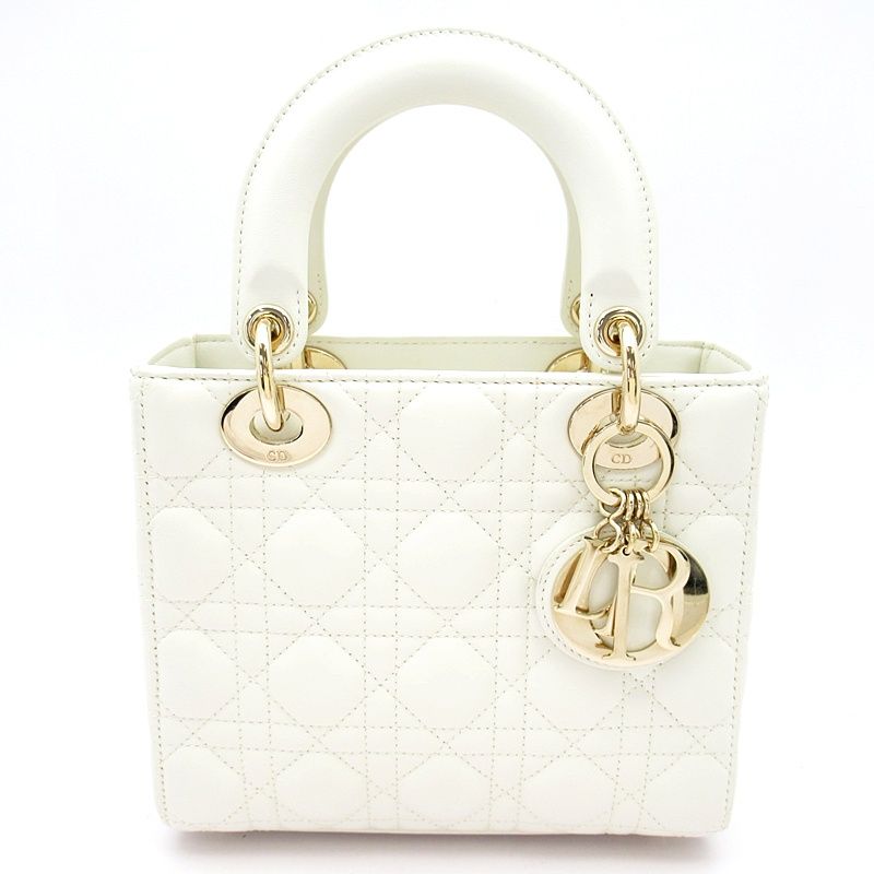 Dior Lady Dior MY Abc Small Lambskin Handbag White