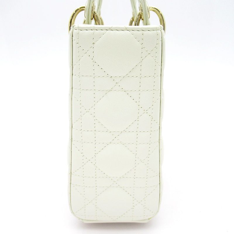 Dior Lady Dior MY Abc Small Lambskin Handbag White — view 5