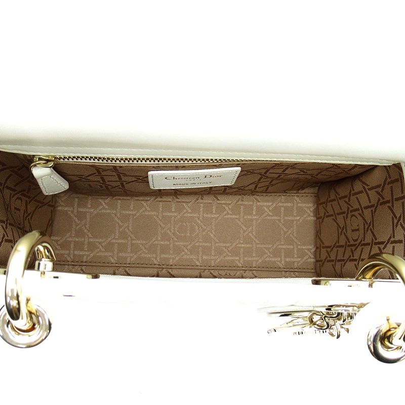 Dior Lady Dior MY Abc Small Lambskin Handbag White — view 7