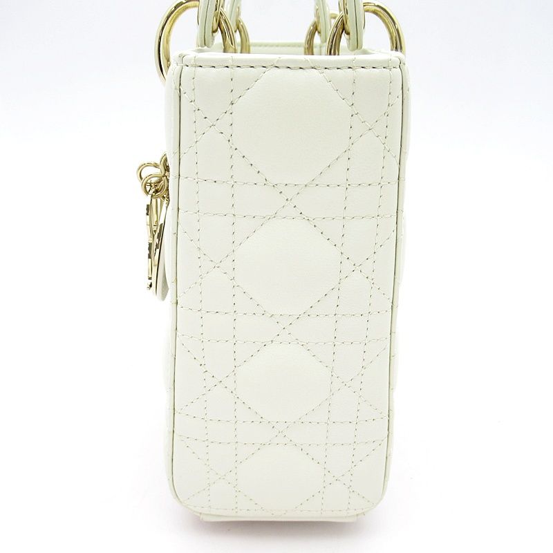 Dior Lady Dior MY Abc Small Lambskin Handbag White — view 3