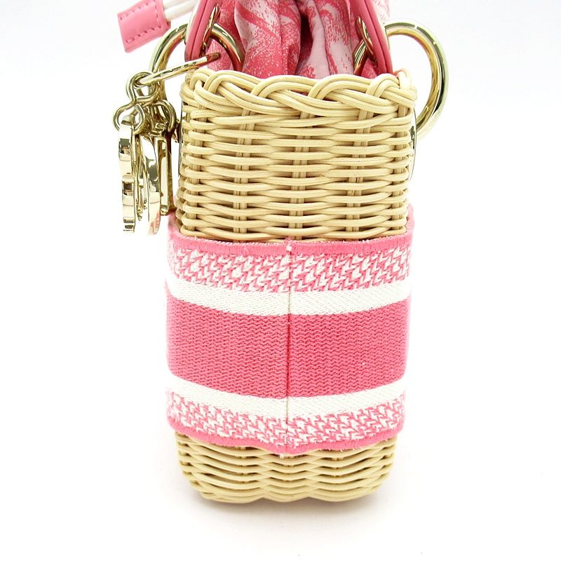 Dior Lady Dior Dioliviera Mini Wicker Toile de Juixaca Doskin Ha Handbag — view 3