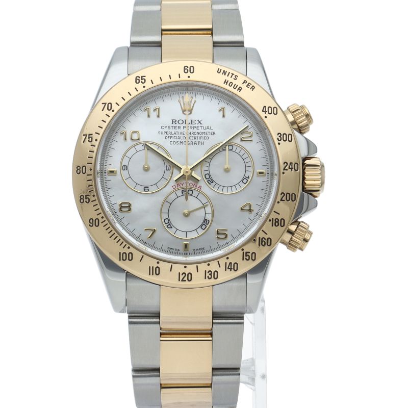Rolex Cosmograph Daytona Watch White Shell 18k Yellow Gold SS — view 2