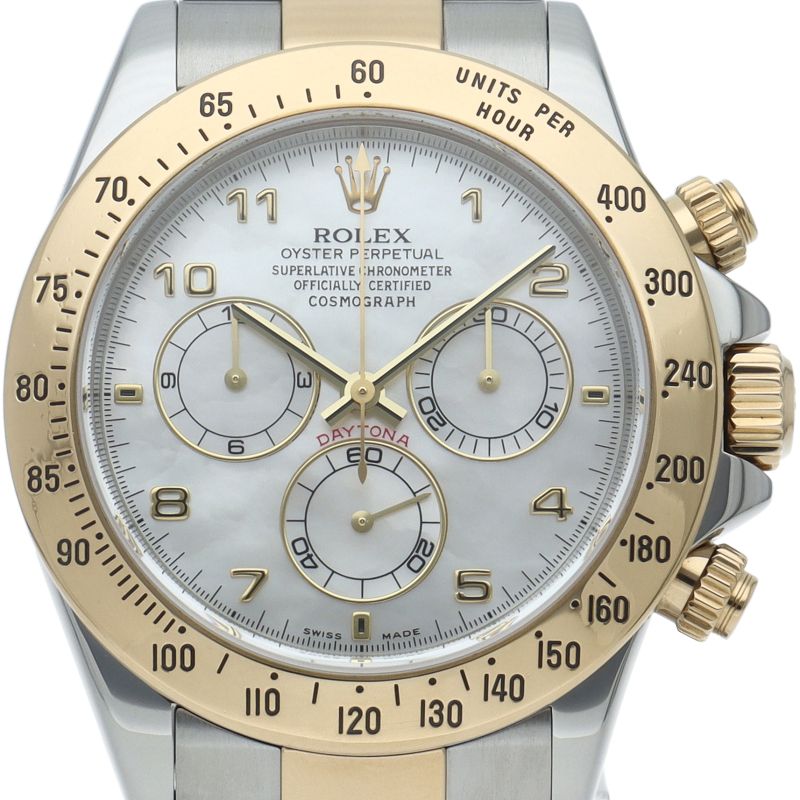 Rolex Cosmograph Daytona Watch White Shell 18k Yellow Gold SS