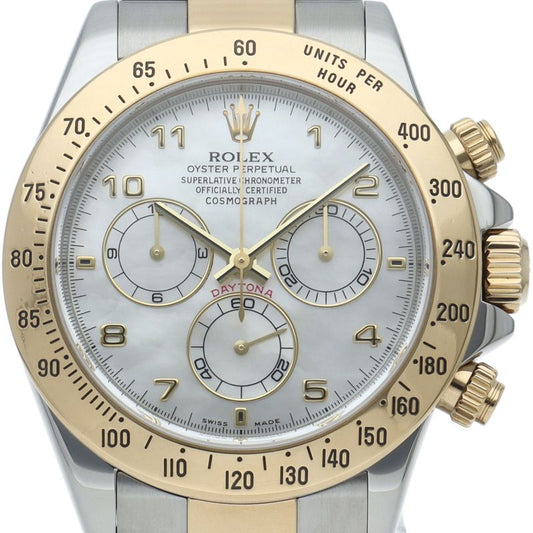 Rolex Cosmograph Daytona Watch White Shell 18k Yellow Gold SS
