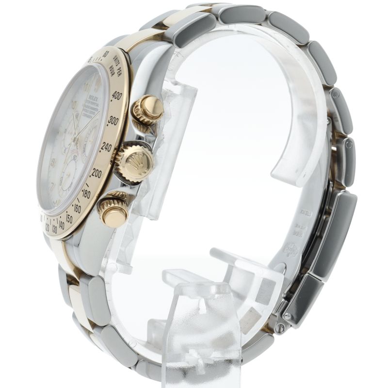 Rolex Cosmograph Daytona Watch White Shell 18k Yellow Gold SS — view 3