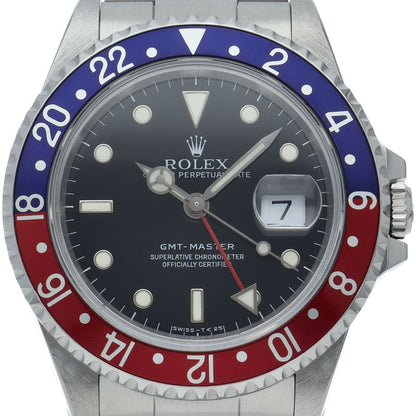 Rolex GMT Master 1 Tritium Single Buckle SS Watch Black Polished