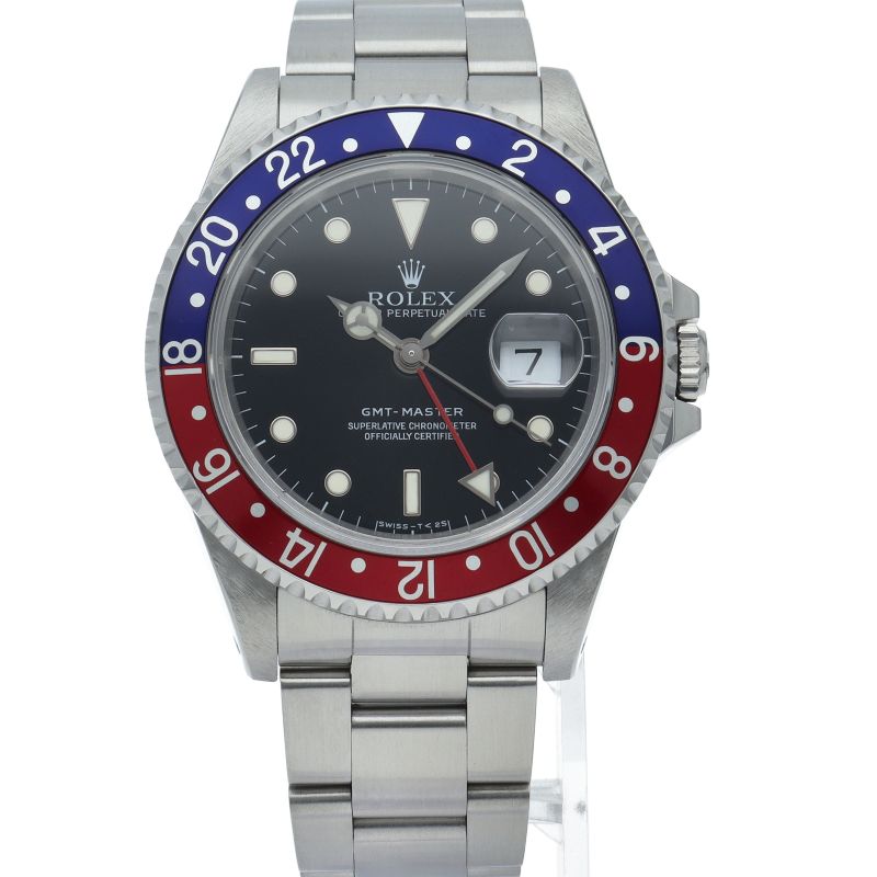 Rolex GMT Master 1 Tritium Single Buckle SS Watch Black Polished — view 2