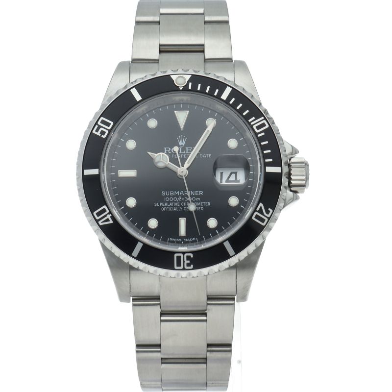 Rolex Submarinade Date Roulette SS Watch Black Polished — view 2