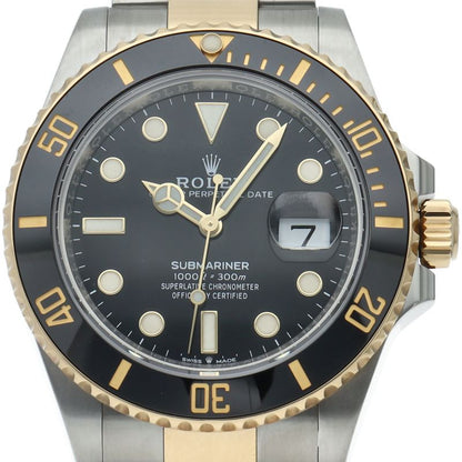 Rolex Submariner Date Watch 18k Yellow Gold SS Black Polished