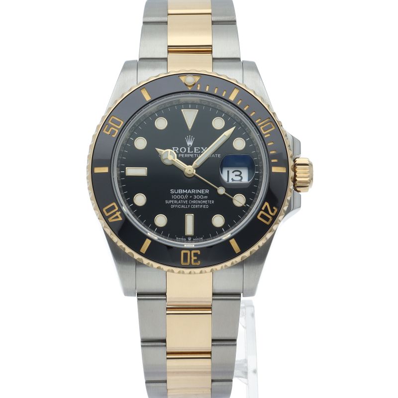 Rolex Submariner Date Watch 18k Yellow Gold SS Black Polished — view 2